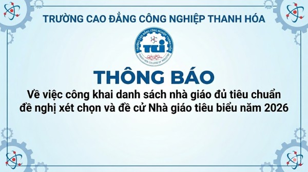 THÔNG BÁO Về việc công khai danh sách nhà giáo đủ tiêu chuẩn đề nghị xét chọn và đề cử Nhà giáo tiêu biểu năm 2026